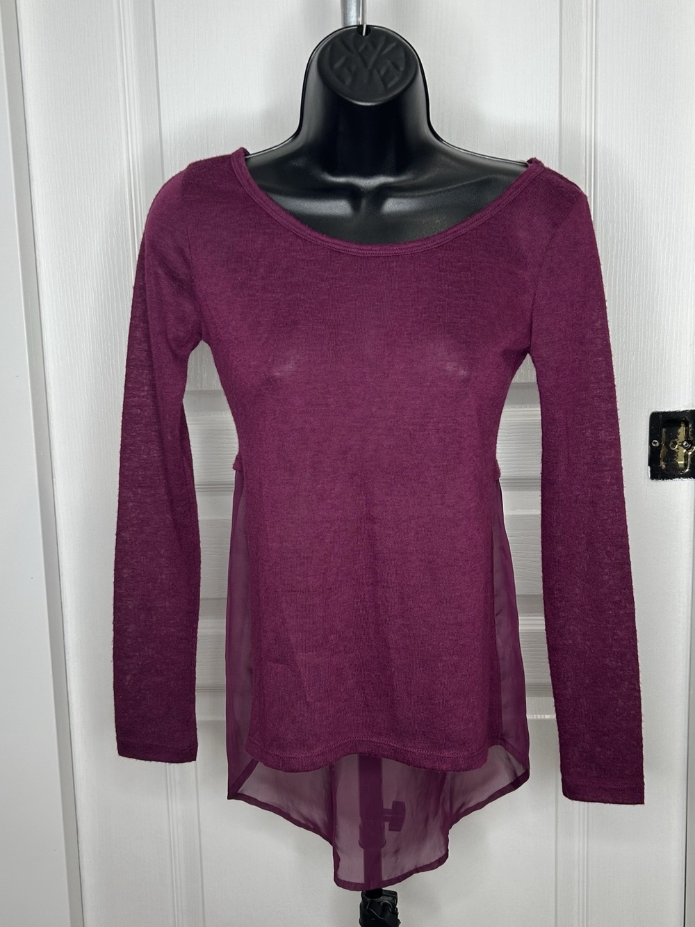 Aeropostale sheer long sleeve reverse babydoll top